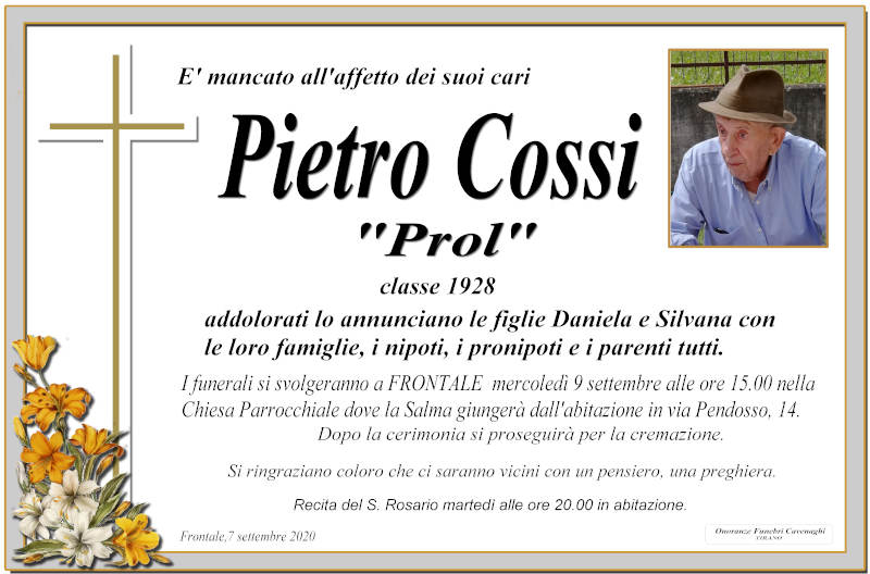 necrologio Cossi Pietro