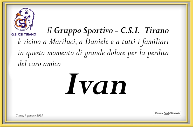 Gruppo Sportivo C.S.I. Tirano per Missarelli Ivan