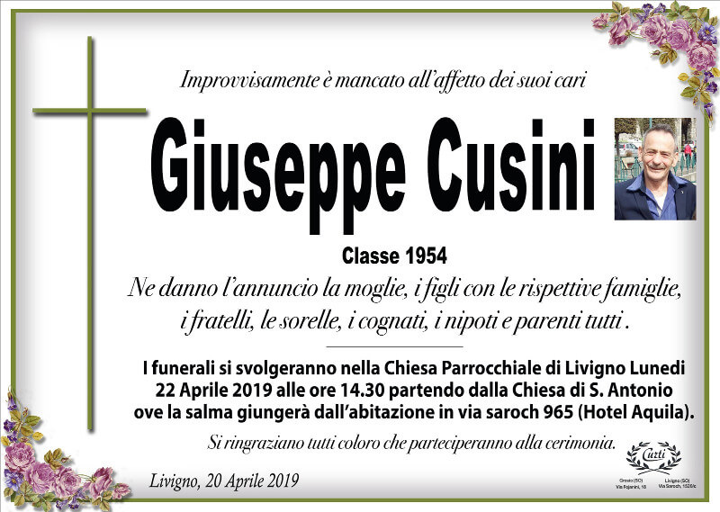 necrologio Cusini Giuseppe
