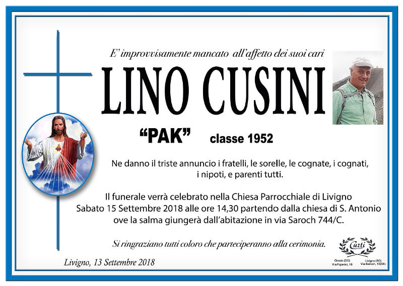 necrologio Cusini Lino