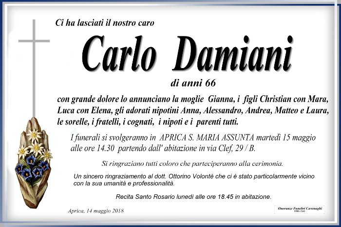 Necrologio Damiani Carlo