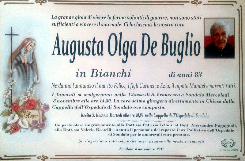 necrologio De Buglio Augusta Olga