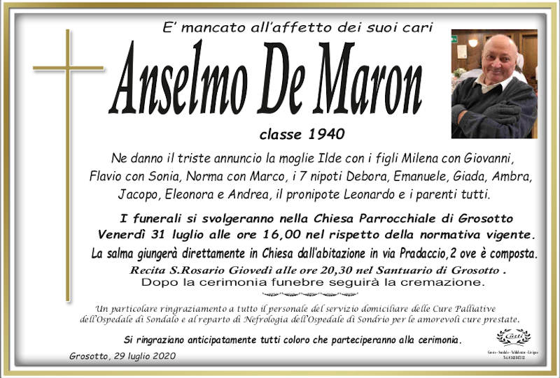 necrologio De Maron Anselmo