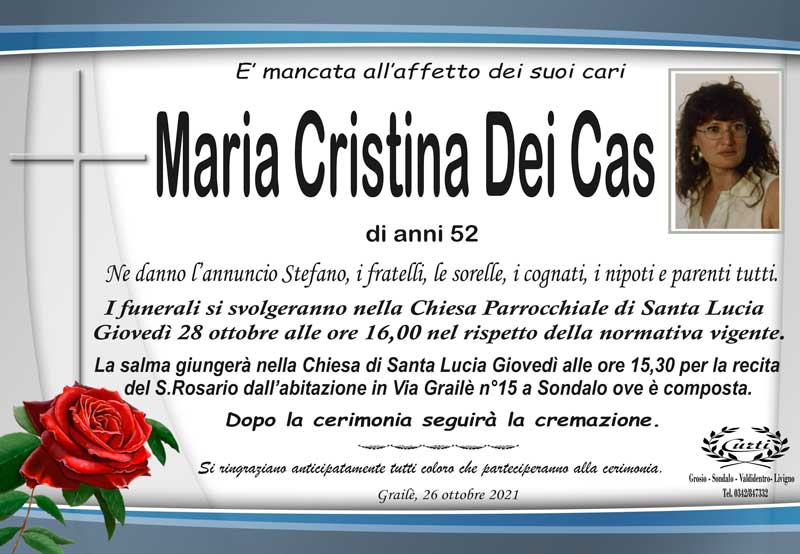 necrologio Dei Cas Maria Cristina