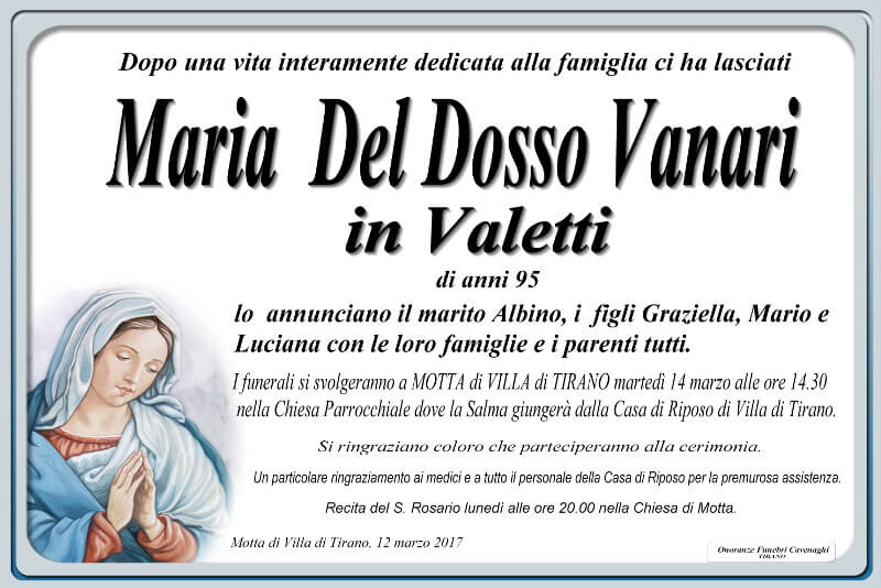 necrologio Del Dosso Vanari Maria
