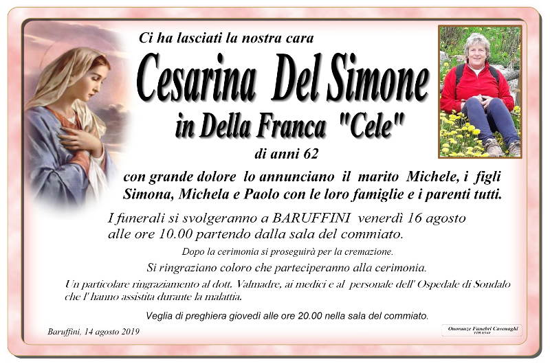 necrologio Del Simone Cesarina