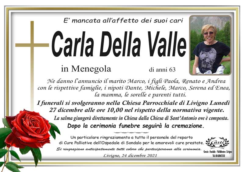 /necrologio Della Valle Carla