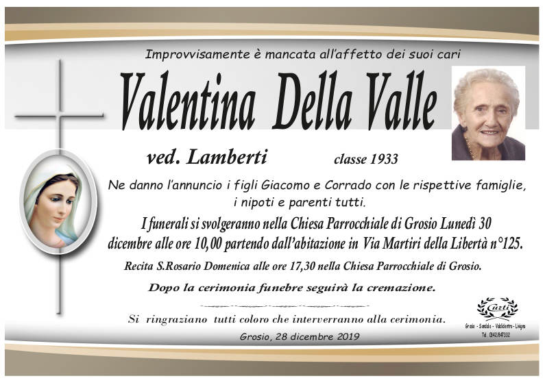 necrologio Della Valle Valentina