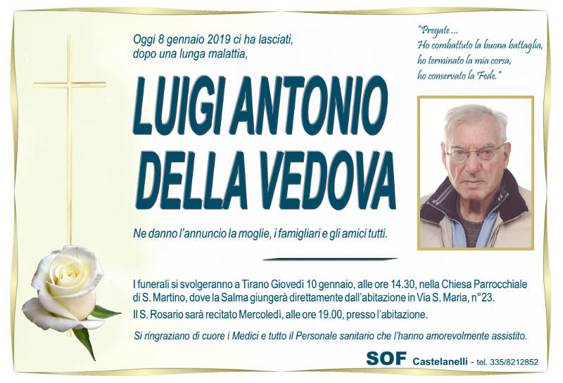 necrologio Della Vedova Luigi Antonio