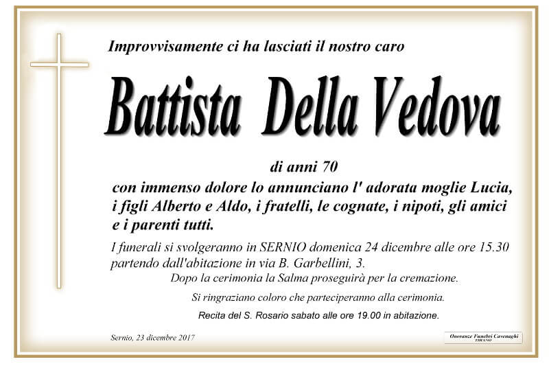 necrologio Della Vedova Battista