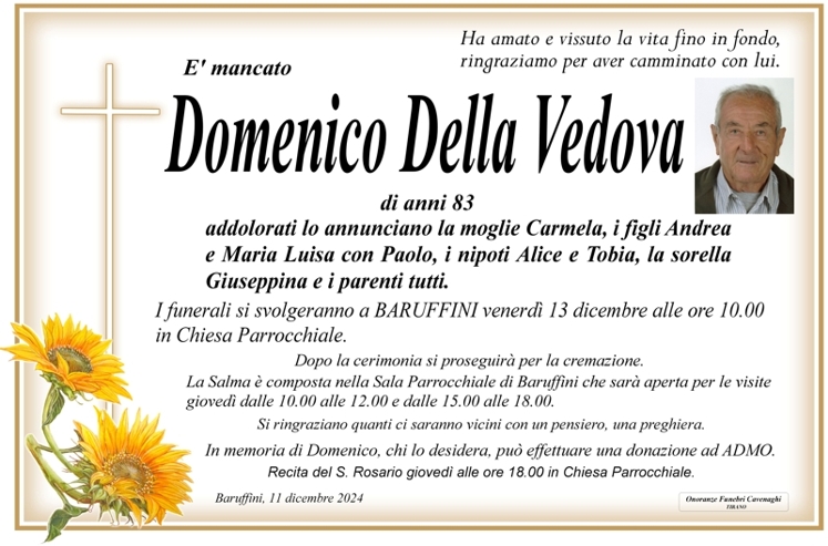 Necrologio Della Vedova Domenico