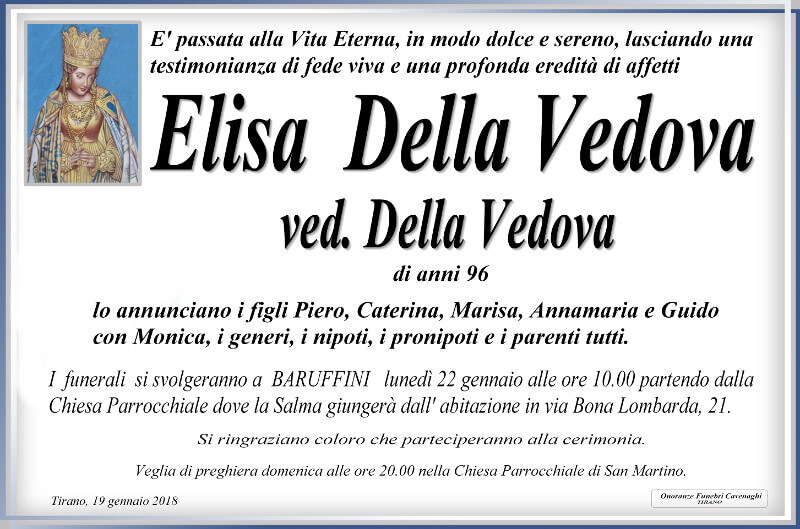 necrologio Della Vedova Elisa