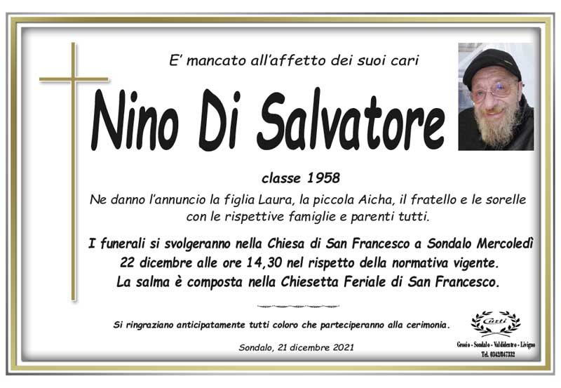 Nino Di Salvatore necrologio | INTORNO TIRANO