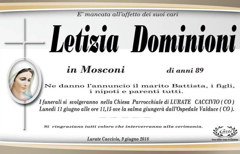 necrologio Dominioni Letizia