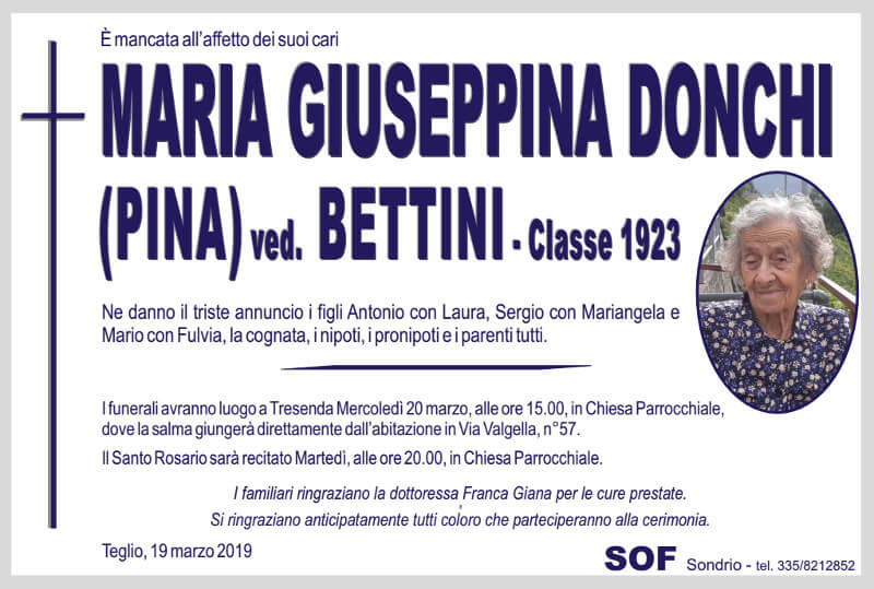 necrologio Donchi Maria Giuseppina