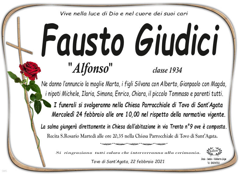 necrologio Giudici Fausto