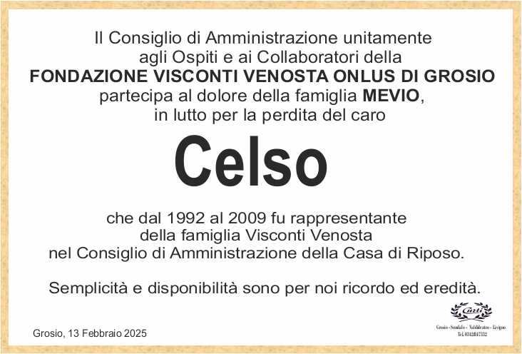 /FONDAZIONE VISCONTI VENOSTA ONLUS GROSIO X CELSO MEVIO