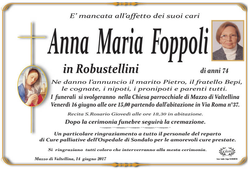 necrologio Foppoli Anna Maria