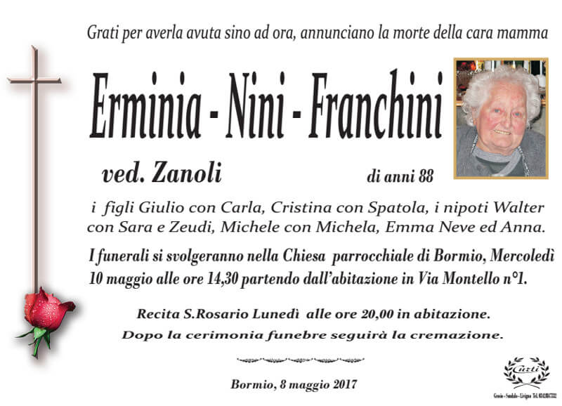 necrologio Franchini Erminia Nini