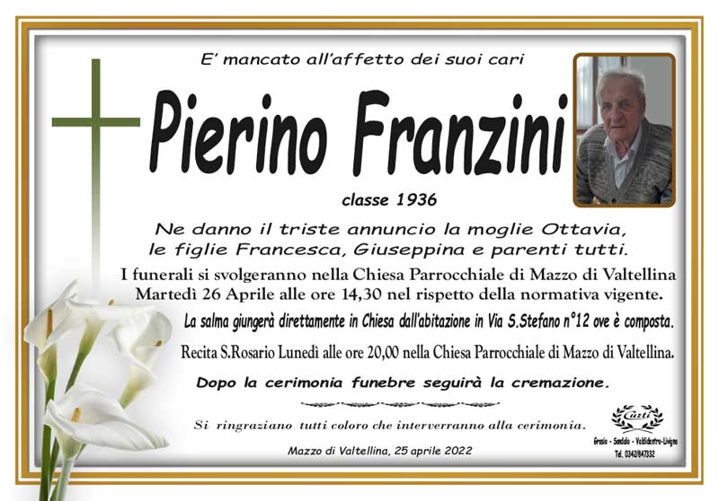 necrologio Franzini Pierino