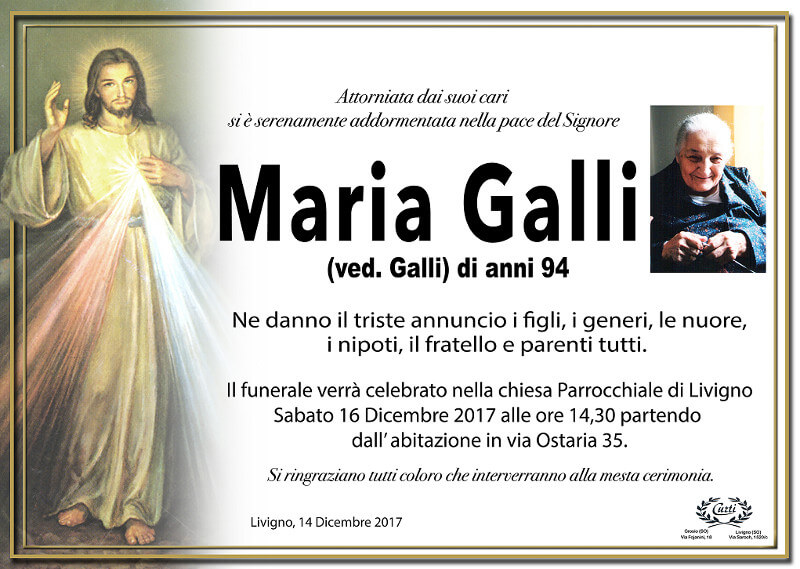 necrologio Galli Maria