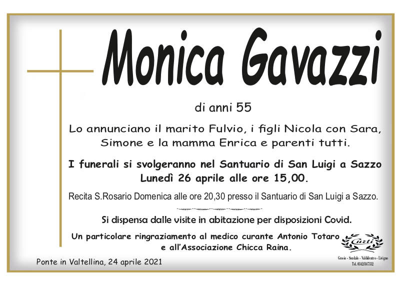 necrologio Gavazzi Monica