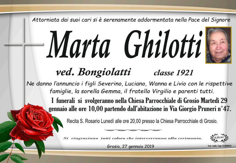 necrologio Ghilotti Marta