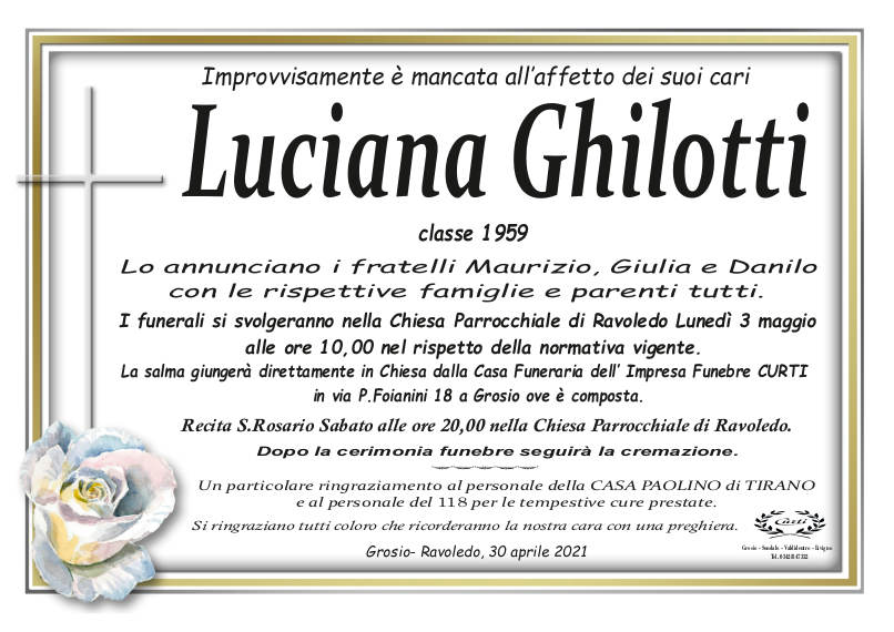 necrologio Ghilotti Luciana