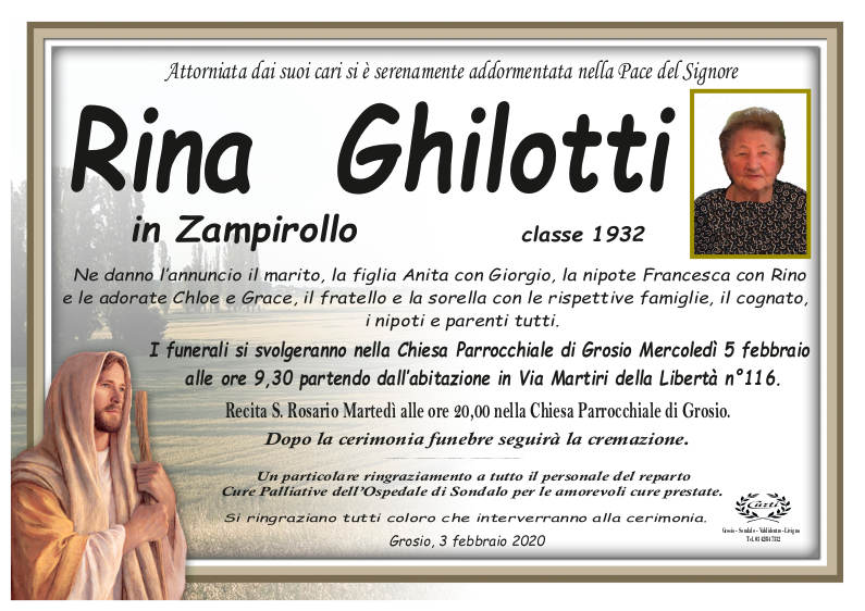 necrologio Ghilotti Rina