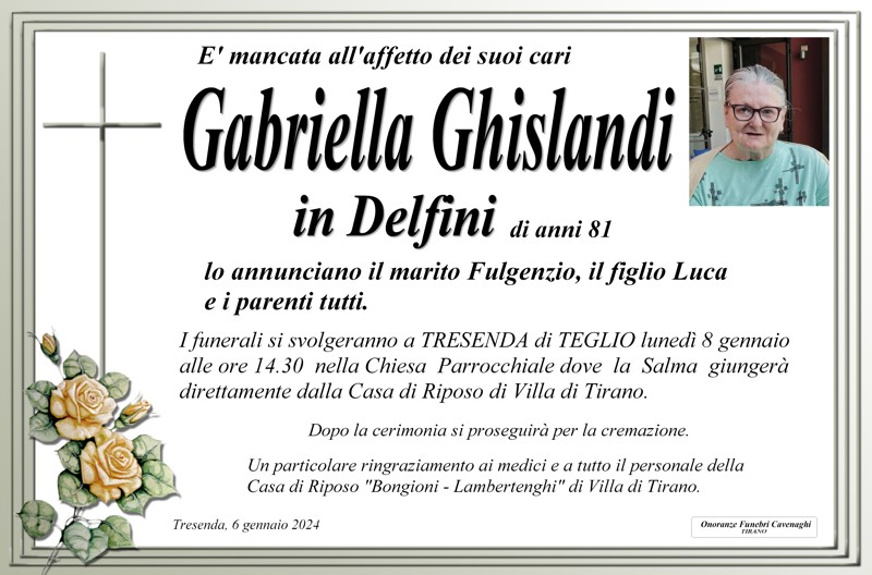 Necrologio Ghislandi Gabriella | INTORNO TIRANO