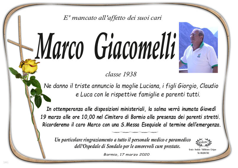 necrologio Giacomelli Marco