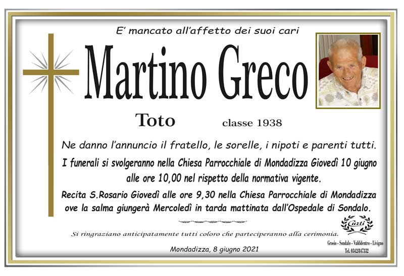 necrologio Greco Martino
