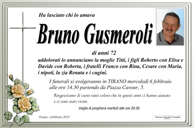 necrologio Gusmeroli Bruno
