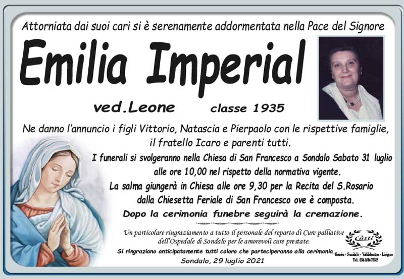 necrologio Imperial Emilia