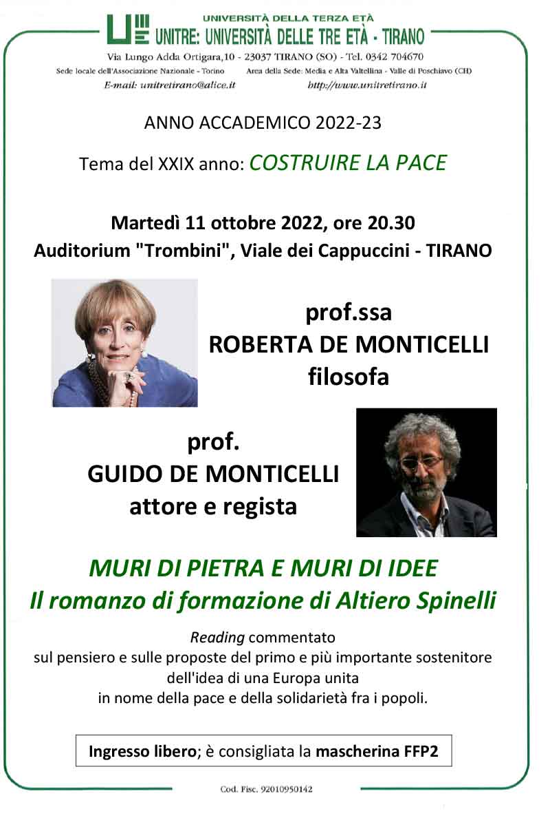 /locandina Unitre Tirano con Roberta e Guido De Monticelli