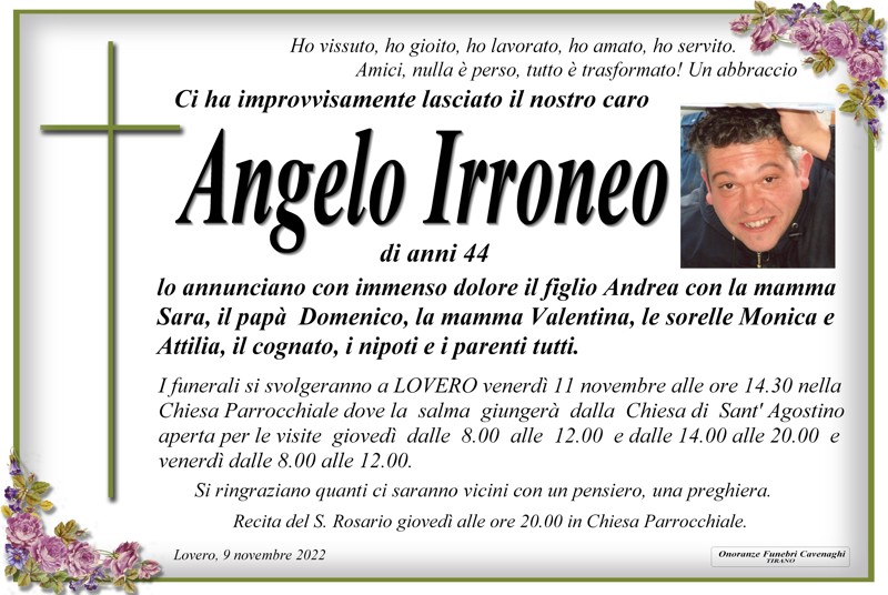 Necrologio Irroneo Angelo
