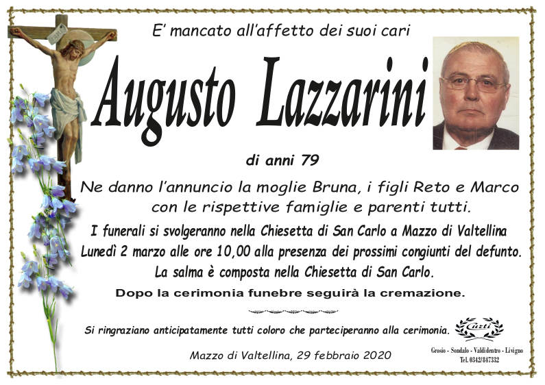 necrologio Lazzarini Augusto