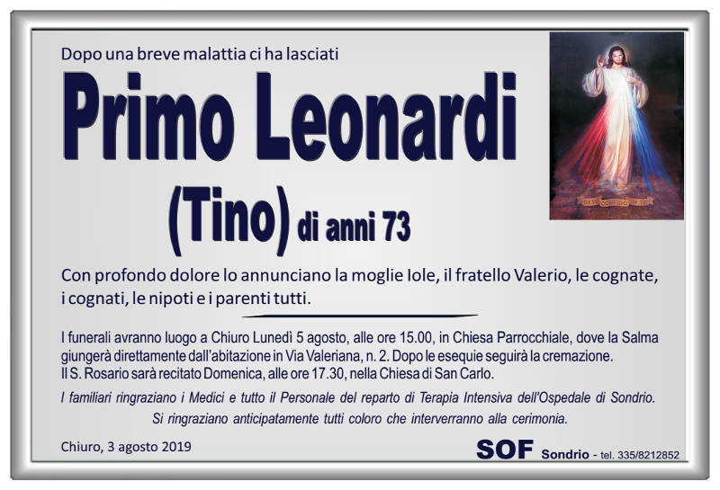 necrologio Leonardi Primo