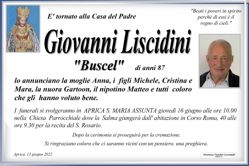 Necrologio Liscidini Giovanni