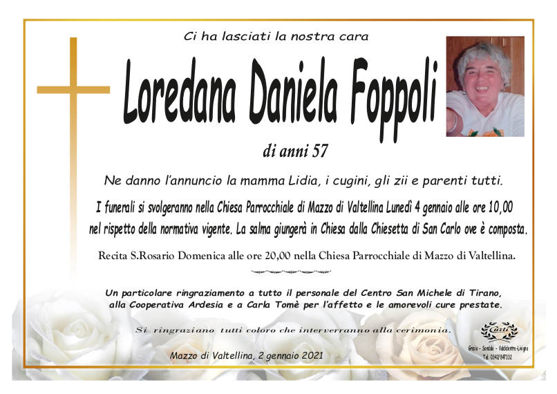 necrologio Foppoli Loredana Daniela