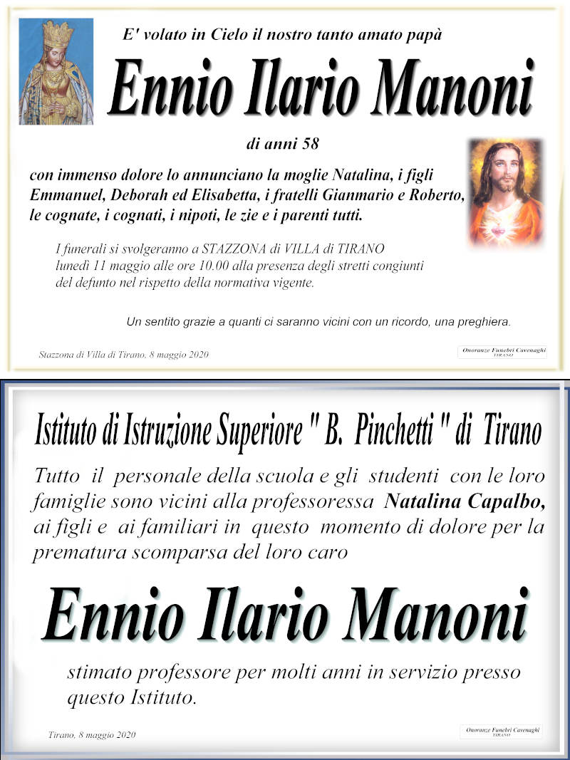 necrologio Manoni Ennio Ilario