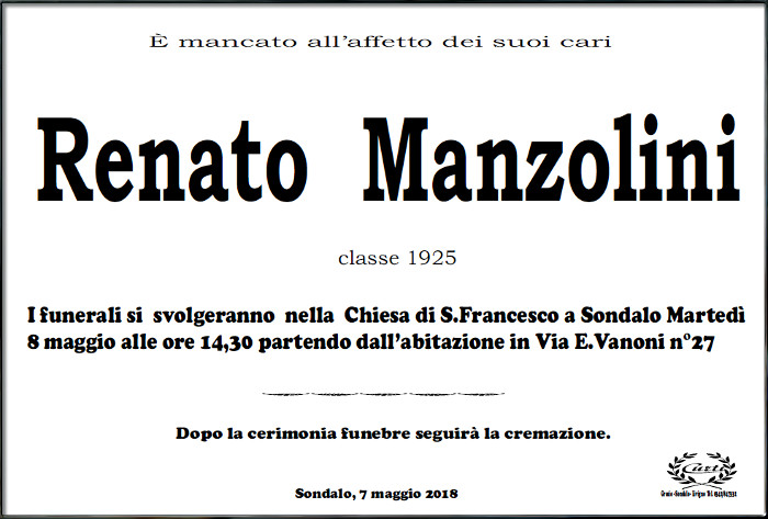 Necrologio Manzolini Renato