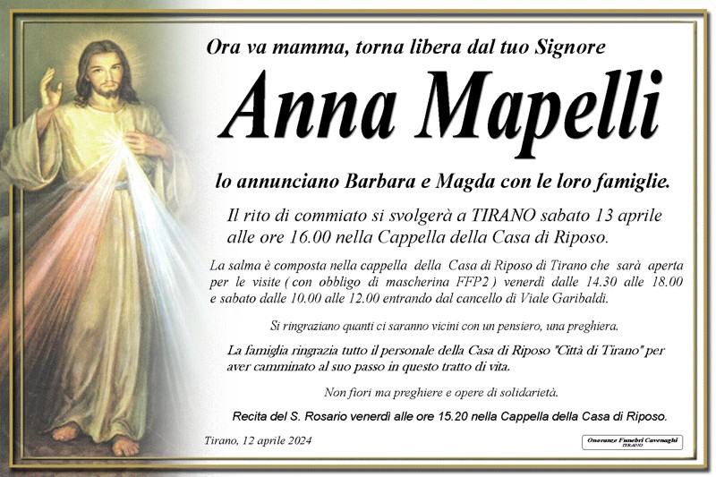 Necrologio Mapelli Anna