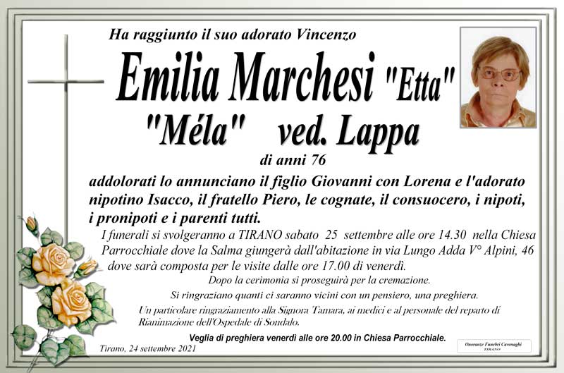 necrologio Marchesi Emilia
