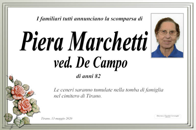 necrologio Marchetti Piera