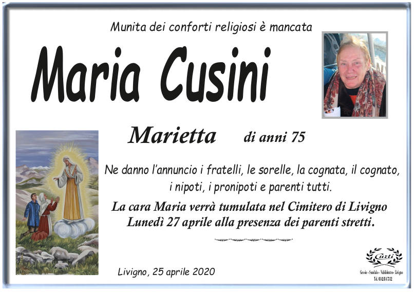 necrologio Cusini Maria