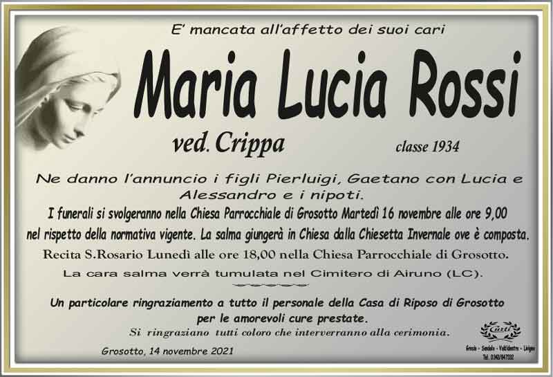 necrologio Rossi Maria Lucia