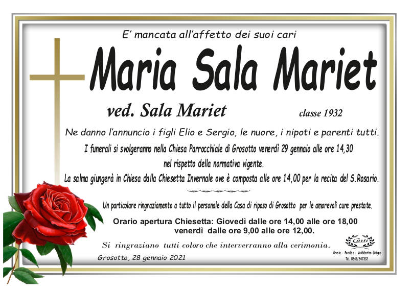 necrologio Maria Sala Mariet