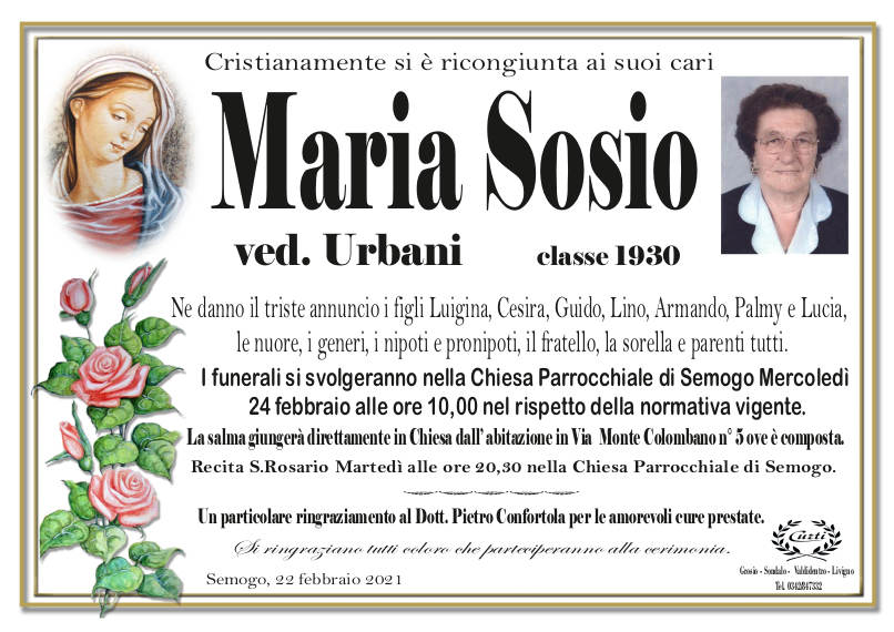 necrologio Sosio Maria