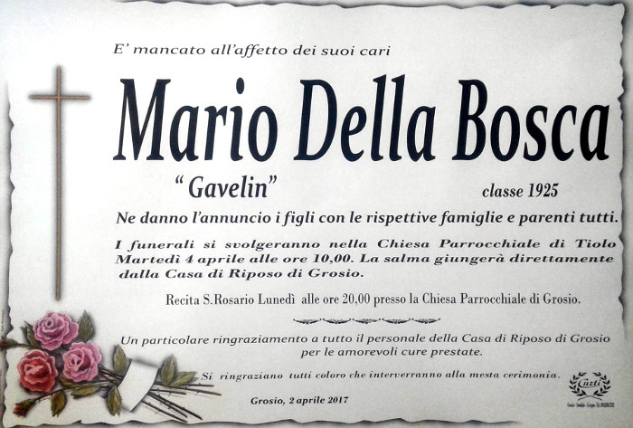Necrologio Della Bosca Mario